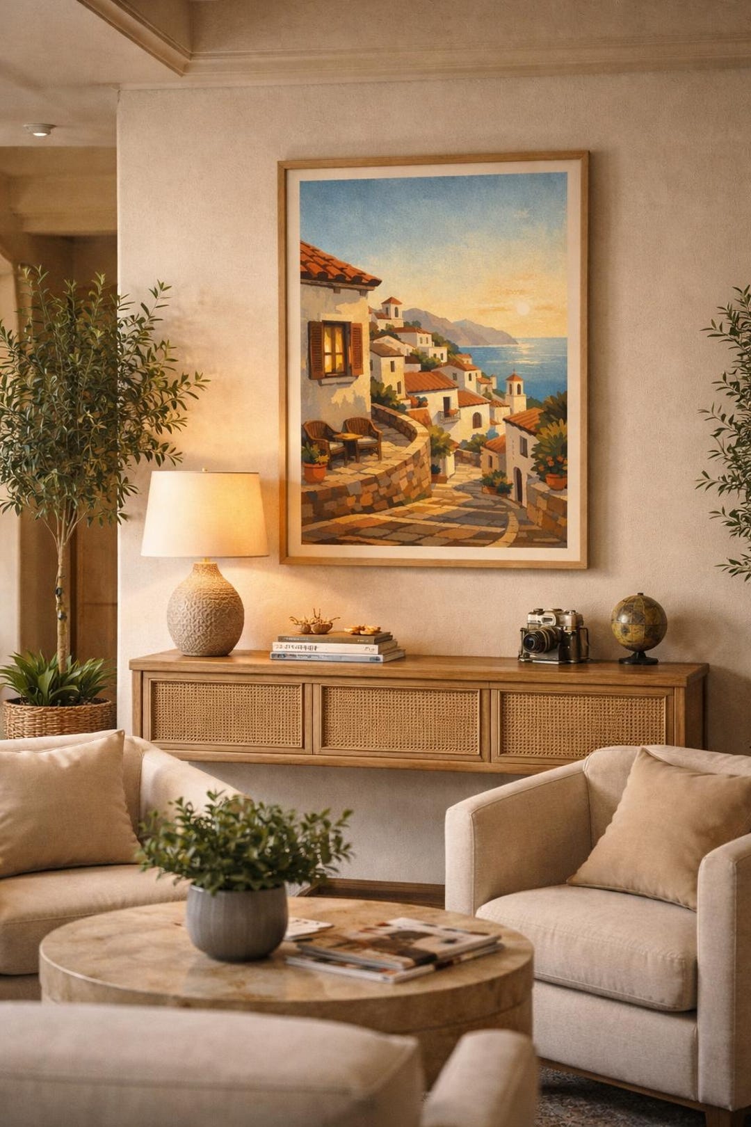 Retro Mediterranean Coast Travel Poster | Vintage Seaside Wall Art | 4: ...