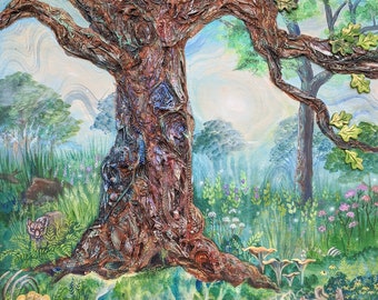 Oak Tree Art, Enchanted Forest - print- 5x7, 8x10, 11x14"