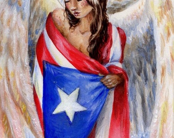 Details about   Original Painting Printed On Tile Angels Couple Puerto Rico Christmas 6”x6”