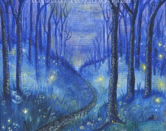 Enchanted Forest - Fireflies - print- 5x7, 8x10, 11x14"