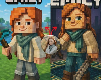 Custom Minecraft-Style Pixel Art Portrait – Gamer Gift (Digital File)