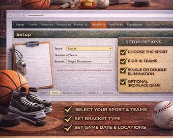 Generator drabinki turniejowej w Excelu | Śledzenie puli March Madness | Szablon drabinki turniejowej | Drabinka 8- i 16-zespołowa