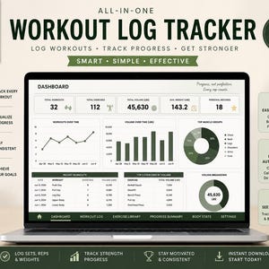Dynamisk träningslogg i Excel | Gymplanerare | Progressiv överbelastningsmätare | Fitnessdashboard | Tyngdlyftningsmätare