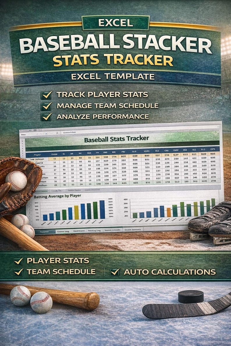 Baseball Stats Tracker Excel Template | Little League Player Stats ...
