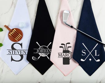 Personlig broderad golfhandduk, personlig klubbgåva med monogram