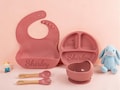 Personalized Silicone Baby Feeding Set: Engraved Weaning Bowl, Spoon, Fork product logo