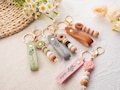 Personalized Daisy Beaded Keychain,Custom Faux Leather Keyring,teacher gift,flower girl gift,Back to School or Friendship Gift product logo
