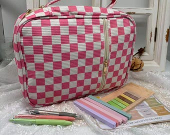 Bible Cover Case for Women Large Bible Cover with Durable Handle Quilted Bible Carrying Case for Girls Bible Study Supplies Accessories Pink