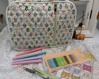 Bible Cover Case for Women Fabric Bible Book Cover With Handle Quilted Bible Carrying Study Supplies Accessories Flower combination