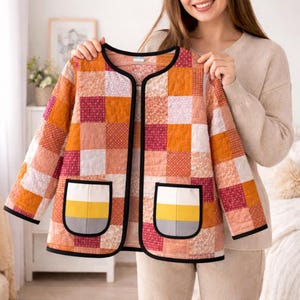 Quilted Jacket Sewing Pattern for Women – Quilted patchwork Coat PDF, Easy Beginner Friendly image 4