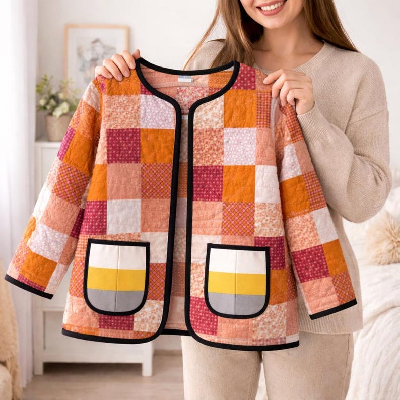 Quilted Jacket Sewing Pattern for Women – Quilted patchwork Coat PDF, Easy Beginner Friendly image 4