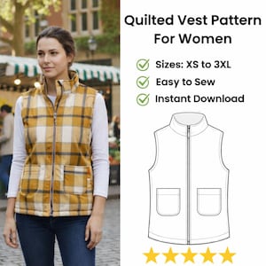 Modèle de gilet matelassé pour femme TP à 3TG | Top en coton à motif | Patron de gilet pour femme | Motif gilet courtepointe | Gilet sans manches