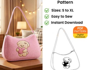 Patrón de costura para bolso Crescent / Bolso bandolera ideal para principiantes (PDF), diseño de media luna extragrande tipo hobo, tallas S a XL