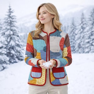 Quilted Jacket Sewing Pattern for Women – Quilted patchwork Coat PDF, Easy Beginner Friendly image 5