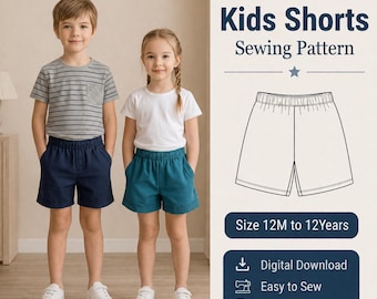 Kids Shorts Sewing Pattern, Boys Shorts Pattern, Toddler & Girls Mini Shorts Pattern, Baby Shorts PDF, Child Sewing Pattern