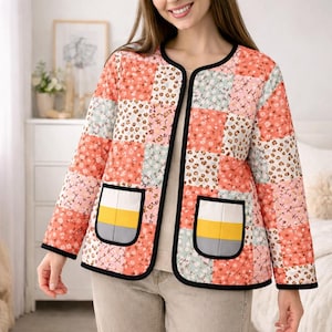 Quilted Jacket Sewing Pattern for Women – Quilted patchwork Coat PDF, Easy Beginner Friendly image 3