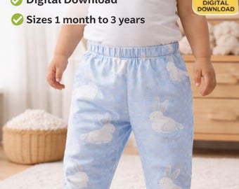 Barrel Leg Pant Sewing Pattern for Baby | Easy Beginner PDF for Kids & Toddlers | DIY Infant to Preschool Pants | Digital Download
