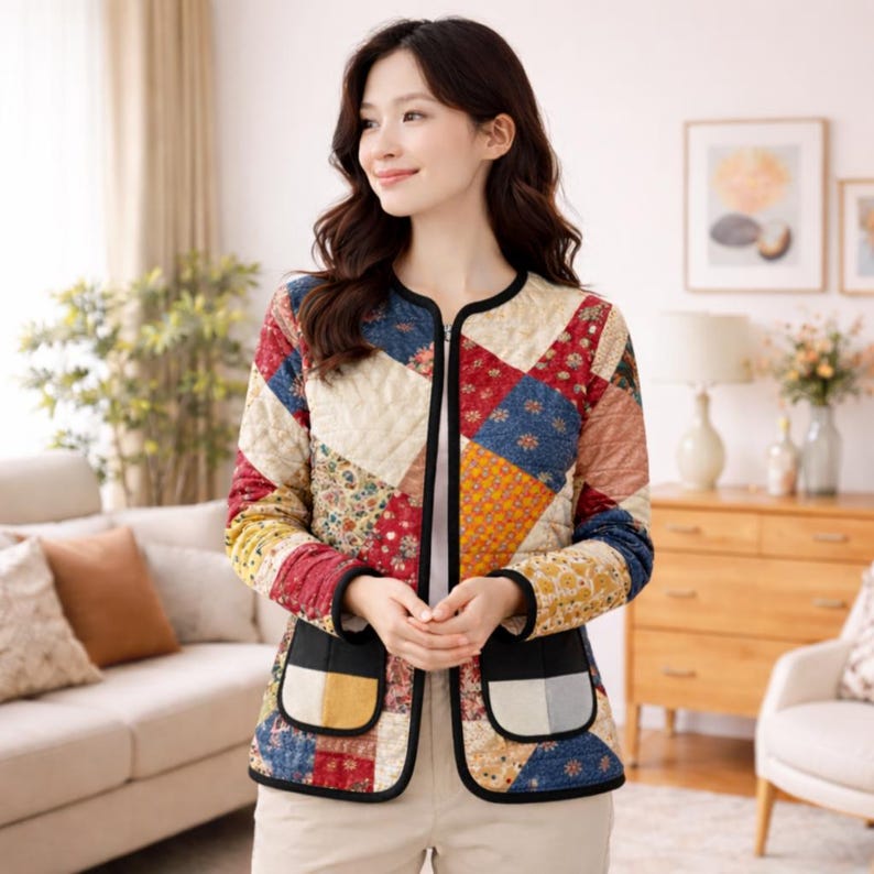 Quilted Jacket Sewing Pattern for Women – Quilted patchwork Coat PDF, Easy Beginner Friendly image 6