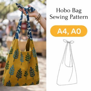 Hobo Bag Pattern | Slouch Bag Sewing PDF | Japanese Knot Design | Casual Everyday Purse | Digital Download