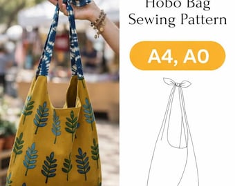 Hobo Bag Pattern | Slouch Bag Sewing PDF | Japanese Knot Design | Casual Everyday Purse | Digital Download