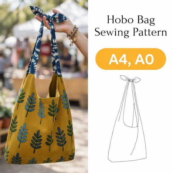 Hobo Bag Pattern | Slouch Bag Sewing PDF | Japanese Knot Design | Casual Everyday Purse | Digital Download