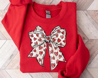 Coquette Valentine's Heart Bow Sweatshirt, Retro Valentine Shirt
