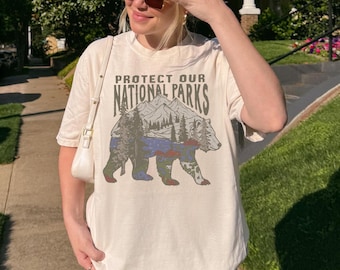 Vintage National Parks Bear Graphic Comfort Colors Shirt, Wildlife Conservation Tee, Gift For Nature Lovers