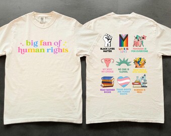 Big Fan Of Human Rights Shirt, Equality Tshirt, Human Rights Top, Social Justice Gift For Activist, Anti Trump T-shirt, Rainbow LGBT Tee