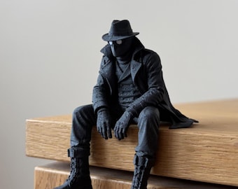 Noir Spider Shelf Sitter Figure for Desk, Bookshelf & Gamer Room Decor