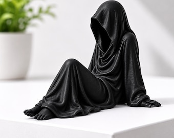 Minimalist Hooded Ghost Shelf Sitter, Gothic Desk Decor, Spooky Home Accent Gift