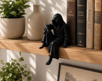 Hooded Shadow Shelf Sitter | Gothic Desk Decor | Dark Fantasy Mini Figurine