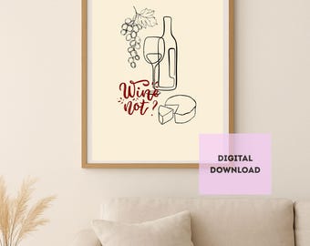 Vino no impreso / Arte minimalista de cocina (Descarga digital)