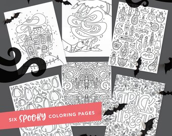 Spooky Halloween coloring pages - Coloring book for adults - Coloring Pages Download - Printable coloring pages - Fall