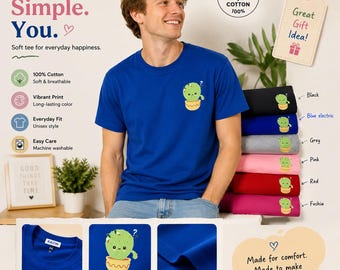 Custom Shirt, Cactus Pocket T-Shirt, Custom Gold Vinyl Name, Unisex Cotton Tee, Vibrant Print