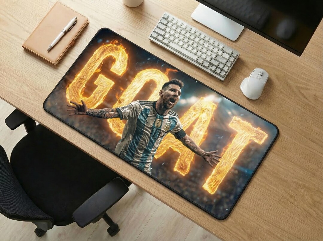 Lionel Messi GOAT Desk Mat, Soccer Legend Mouse Pad, Football Fan Large ...