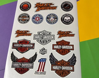 Juego de pegatinas precortadas de vinilo blanco para maquetas a escala 1/6 a 1/10, ideales para aficionados a Harley Davidson. Vinilo impermeable, disponible en 2 acabados.