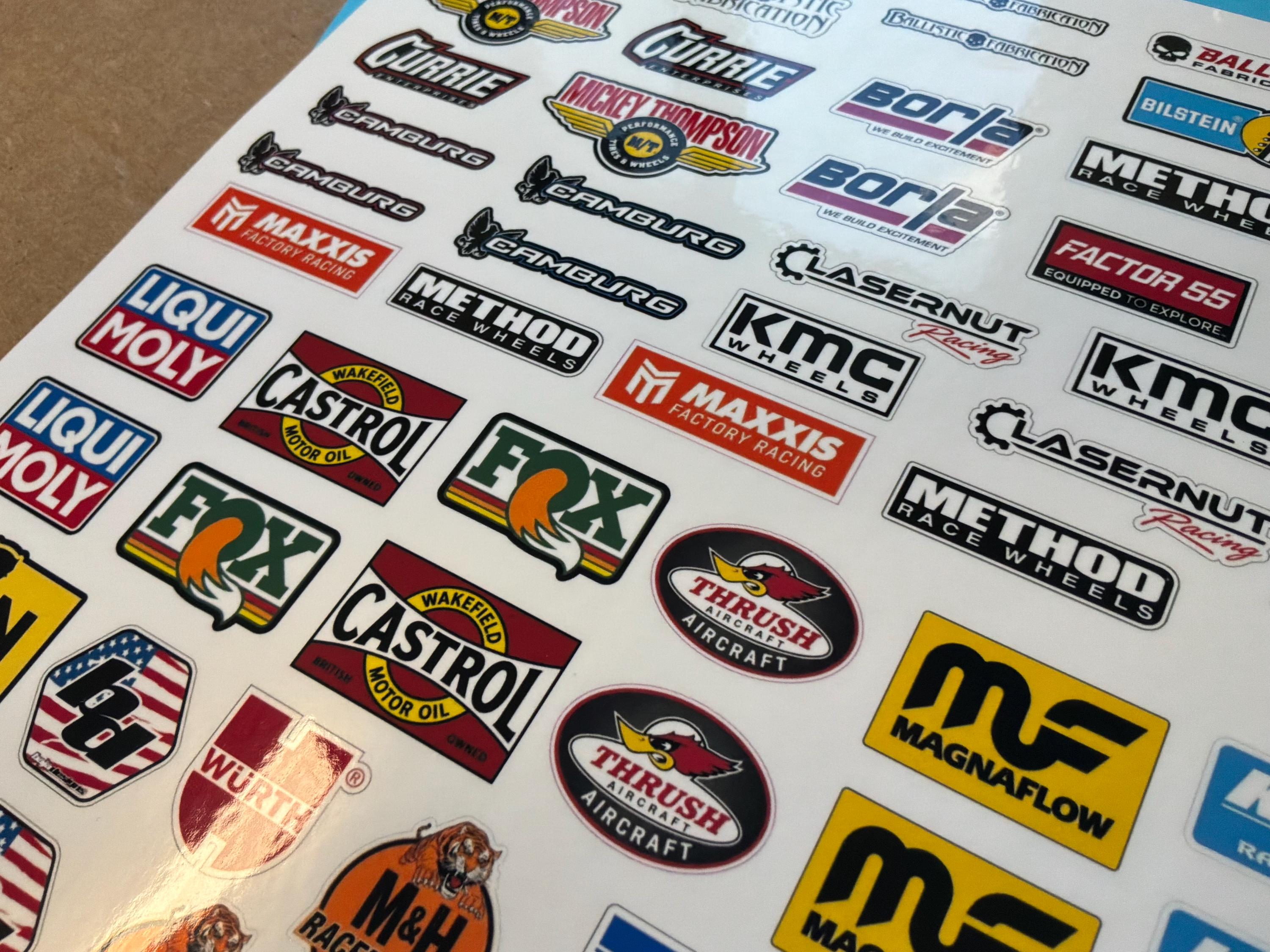 RC Hobby Body Decals Racing Logos Sheet, 1/8th to 1/10th Scale ...