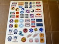 RC Hobby Body Decals Racing Logos sheet, 1/8th to 1/10th Scale, Waterproof Vinyl, in 3 Finishes