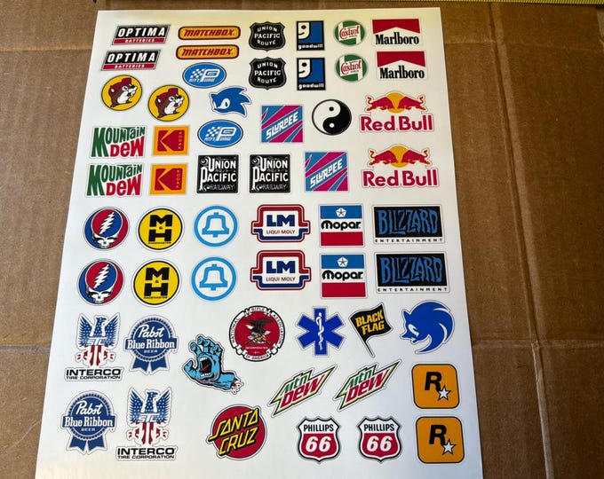 Rc Racing Stickers RC Hobby Body Decals Racing Logos Sheet, 1/8th to 1/10th Scale ...