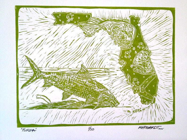 Florida fly fishing artwork by Jonathan Marquardt of BadAxeDesign