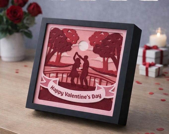 Romantic Lovers Shadow Box SVG for Cricut Silhouette, DIY Wedding Gift ...