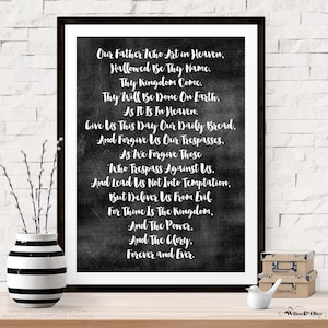 The Lords Prayer Art Print: Chalkboard Style Scripture (Unframed)