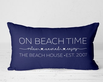 Custom Personalized Family Name Pillow, Established Date Pillow, Beach House Pillow, Personalized Pillow, New Home Gift, Closing Gift 20-003