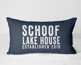 Personalized Pillow, Custom Family Name and Established Date Pillow, Lake House Pillow, Lake House Decor, Personalized Gift for Him, 20-002