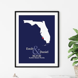 Keepsake wedding map ANY LOCATION, State Love Map, Custom personalized any state or country guest book alternative, Destination wedding gift