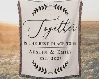 Personalized Throw Blanket Couple, Cotton Anniversary Gift for Him Her Wedding Gifts Newlywed Gift Wedding Gift for Couple Unique Mr and Mrs