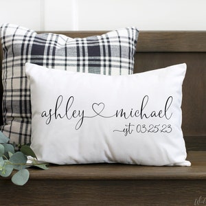 Personalized Wedding Pillow: Linen Newlywed Gift