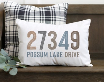 Address Pillow, Street Name Pillow, Neutral Color sPillow, Personalized Lumbar Pillow, Housewarming Gift, New Home Gift, Gift from Realtor