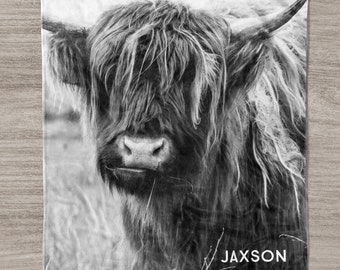 Personalized Highland Cow Baby Blanket: Farm Nursery Decor