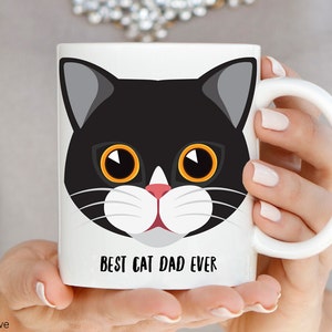 Best Cat Dad Ever Mug, Funny Cat Mug, Cat Lovers Gift, Meow Mug, Black ...